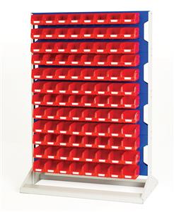 Bott Louvre 1450mm high Static Rack with 96 Red Plastic Bins Bott Static Verso Louvre Racks | Freestanding Panel Racks | Small Parts Storage 16917324.11V 